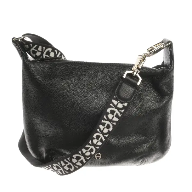Shoulder Bag, in Black, Leather, Aigner