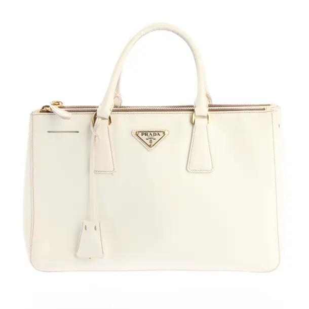 Handtasche, in Beige, Leder, Prada