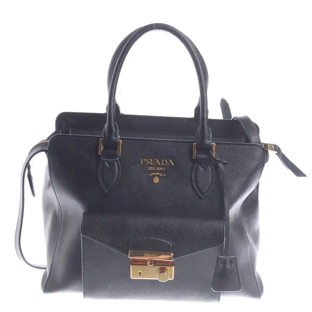 Handbag, in Black, Leather, Prada