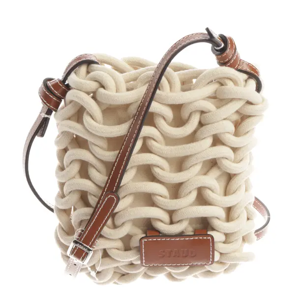 Shoulder Bag, in Beige, Cotton, Staud
