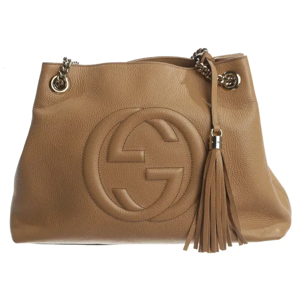 Schultertasche, in Hellbraun, Leder, Gucci