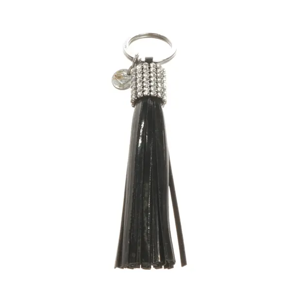 Keyring, in Black, Leather, Swarovski