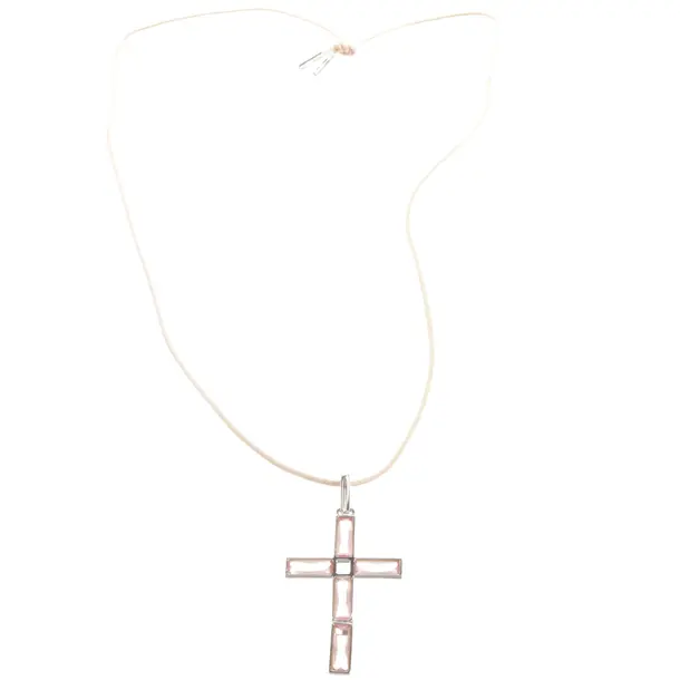 Necklace, in Light Pink, Other Fibers, Swarovski