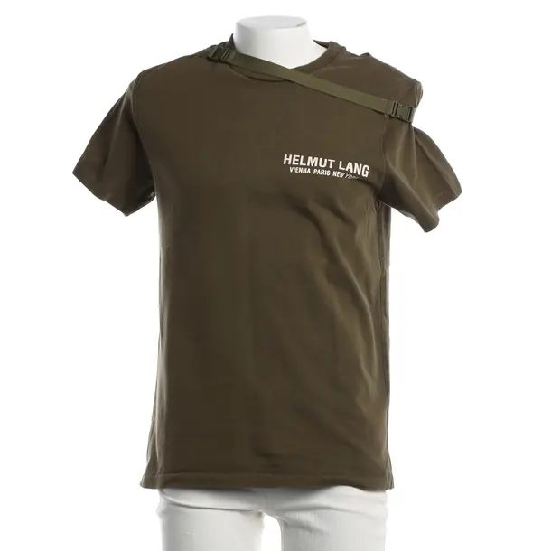 T-Shirt, in Dunkelgrün, Baumwolle, Helmut Lang