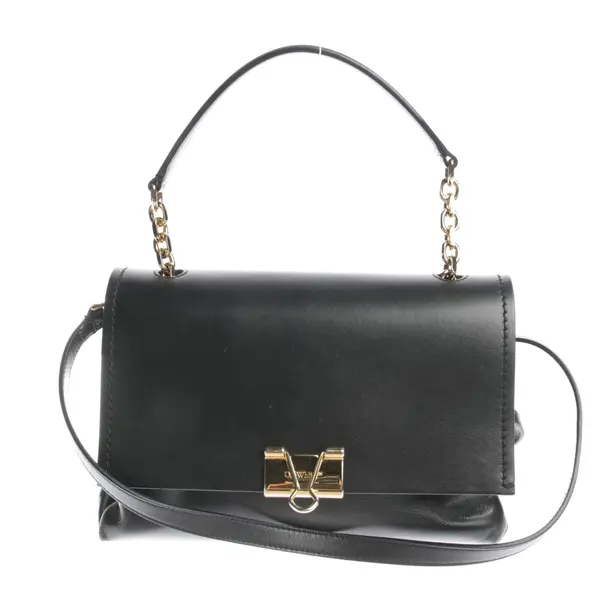 Schultertasche in Schwarz, Leder, Off-White