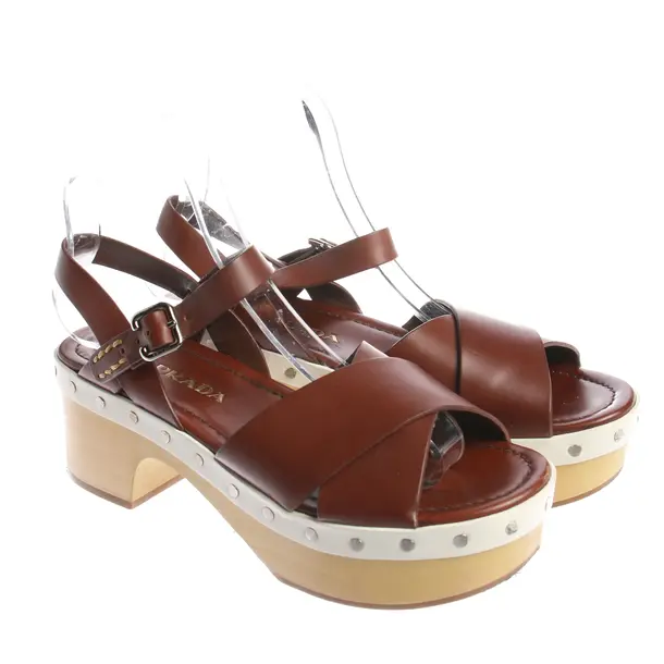 Heeled Sandals in Brown, , Prada