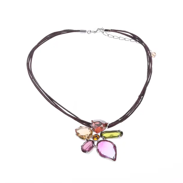 Necklace in Multicolored, Other Fibers, Swarovski
