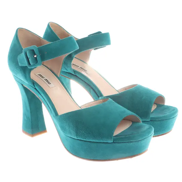 Heeled Sandals in Green, , Miu Miu