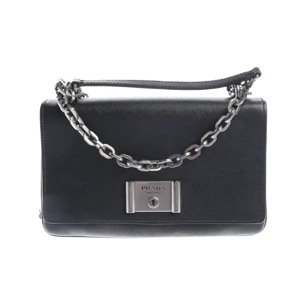 Schultertasche in Schwarz, Leder, Prada