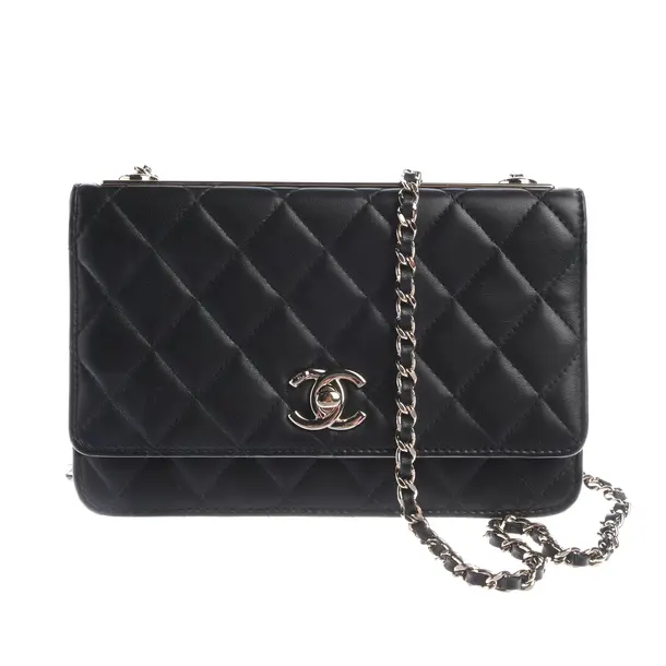Wallet on Chain, in Schwarz, Leder, Chanel