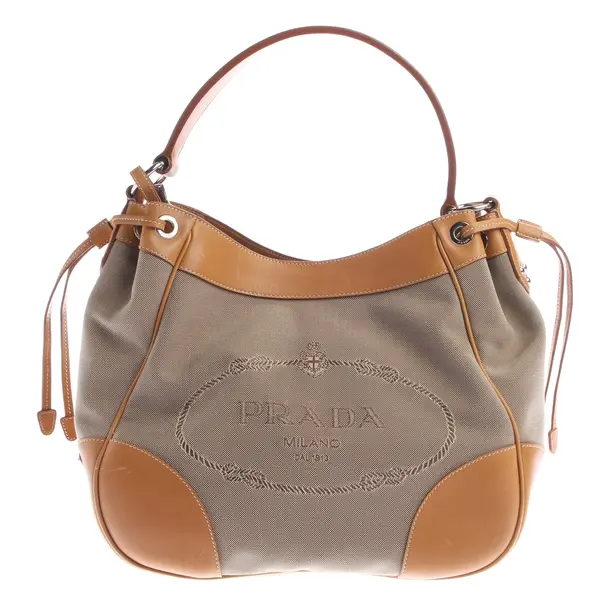 Shoulder Bag, in Light Brown, Cotton, Prada