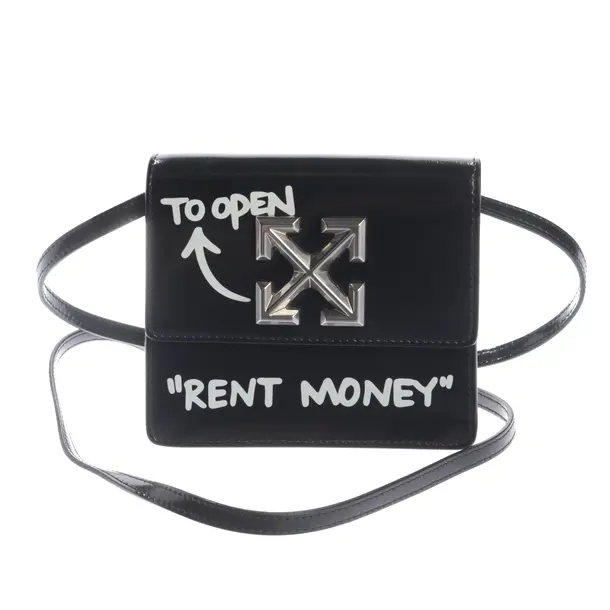 Shoulder Bag, in Black, Leather, Off-White
