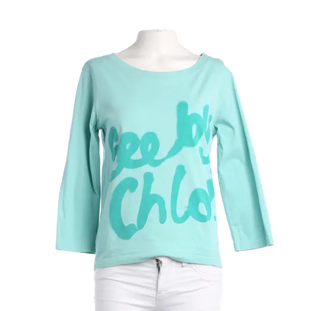 Long Sleeve Shirt, in Turquoise, Cotton, See by Chloé