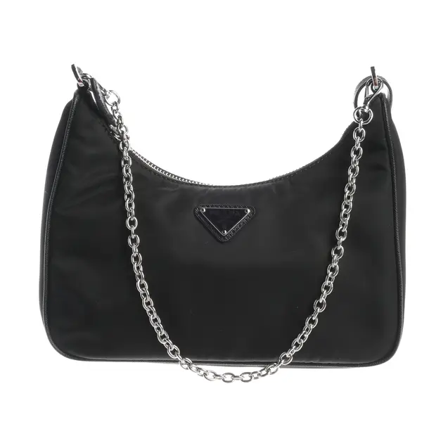 Shoulder Bag, in Black, Polyamide, Prada