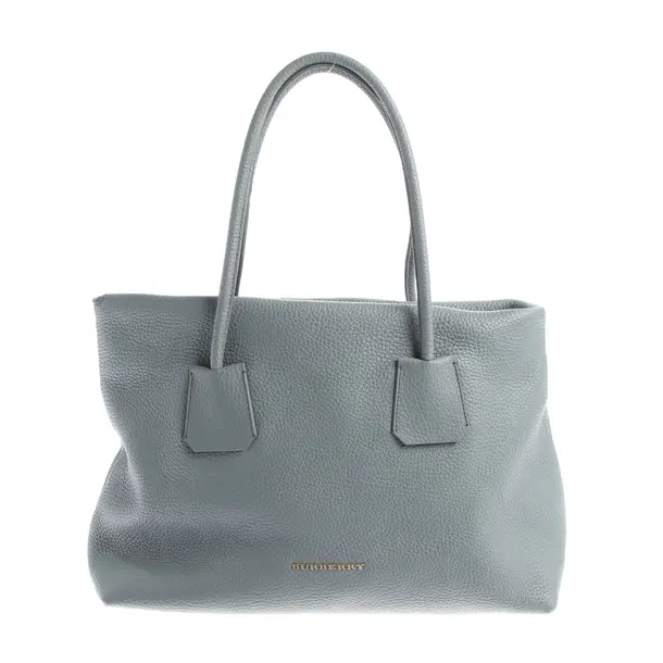 Shopper Bag, in Blue, Leather, Burberry