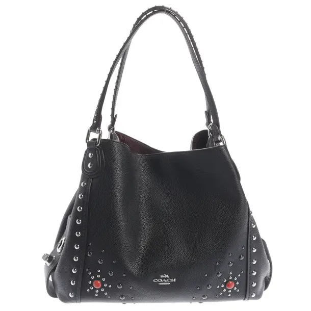 Schultertasche, in Schwarz, Leder, Coach