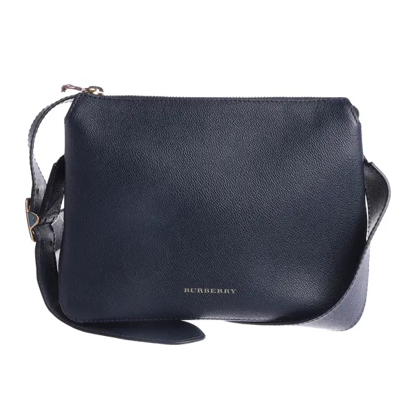 Shoulder Bag, in Navy, Leather, Burberry