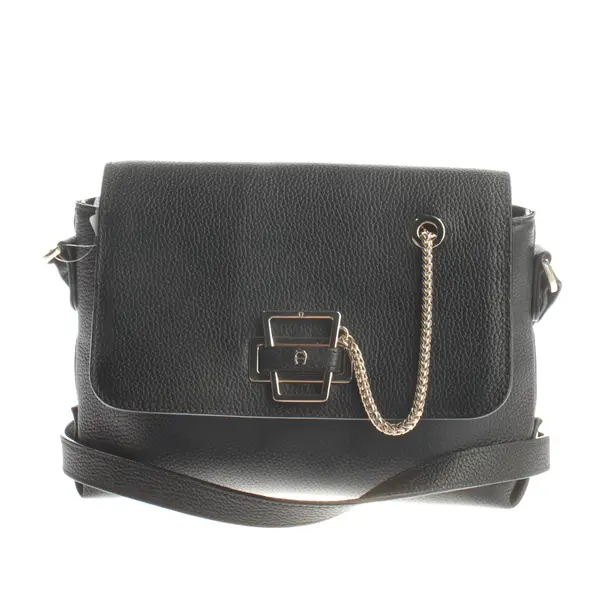 Schultertasche, in Schwarz, Leder, Aigner