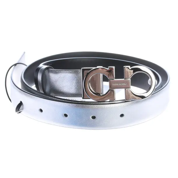 Belt, in Silver, Leather, Salvatore Ferragamo