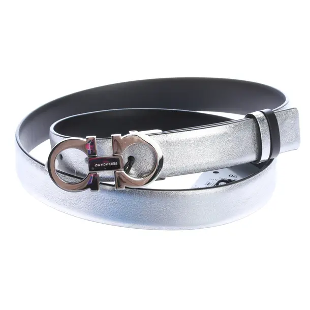 Belt, in Silver, Leather, Salvatore Ferragamo