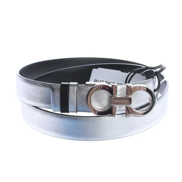 Belt, in Silver, Leather, Salvatore Ferragamo