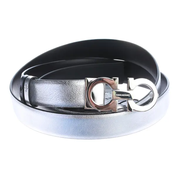 Belt, in Silver, Leather, Salvatore Ferragamo