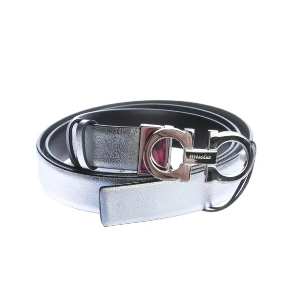 Belt, in Silver, Leather, Salvatore Ferragamo