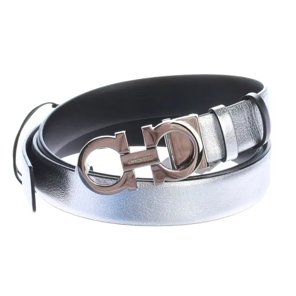 Belt, in Silver, Leather, Salvatore Ferragamo