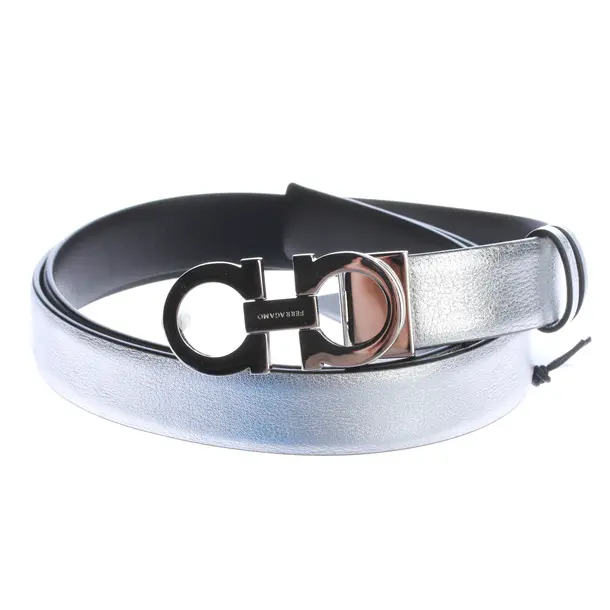 Belt, in Silver, Leather, Salvatore Ferragamo