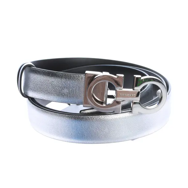 Belt, in Silver, Leather, Salvatore Ferragamo