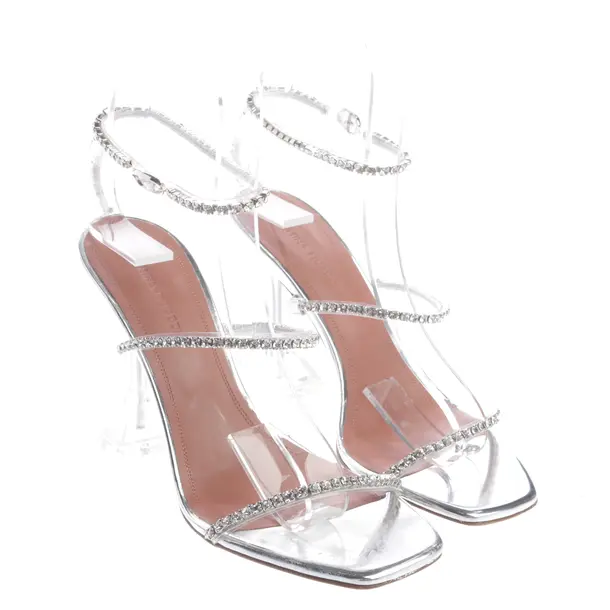 Heeled Sandals, in Silver, Amina Muaddi