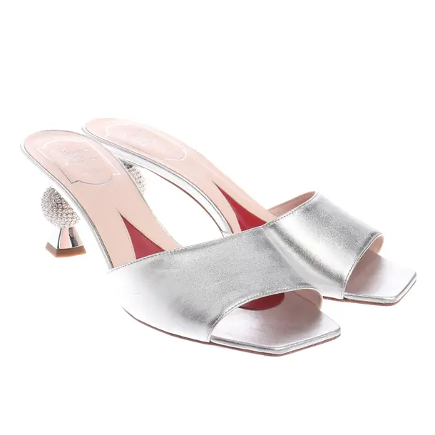 Heeled Sandals, in Silver, Roger Vivier