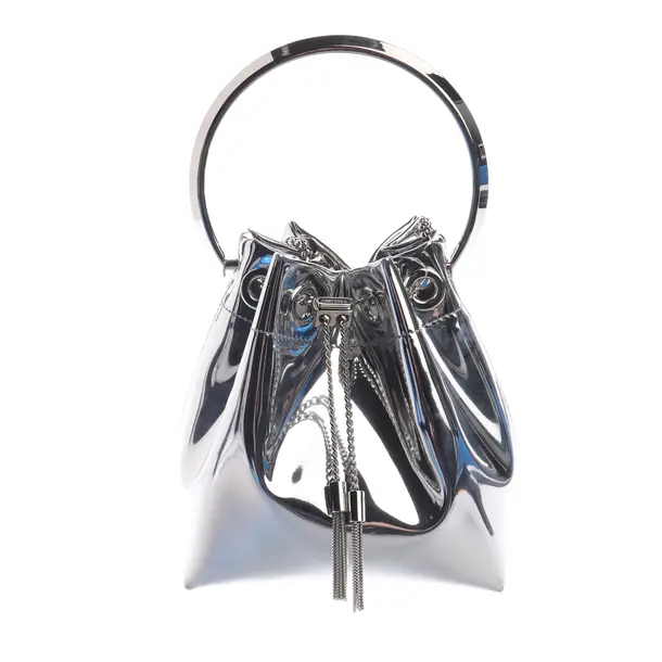 Abendtasche, in Silber, Leder, Jimmy Choo