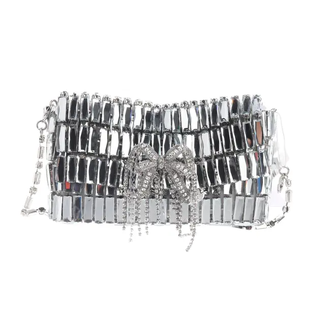 Abendtasche, in Silber, Metall (metallisch, metallisiert), self-portrait