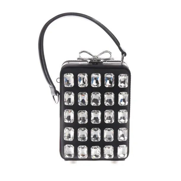 Evening Bag, in Black, Cotton, self-portrait