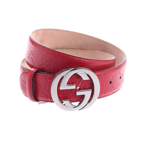 Belt, in Red, Leather, Gucci