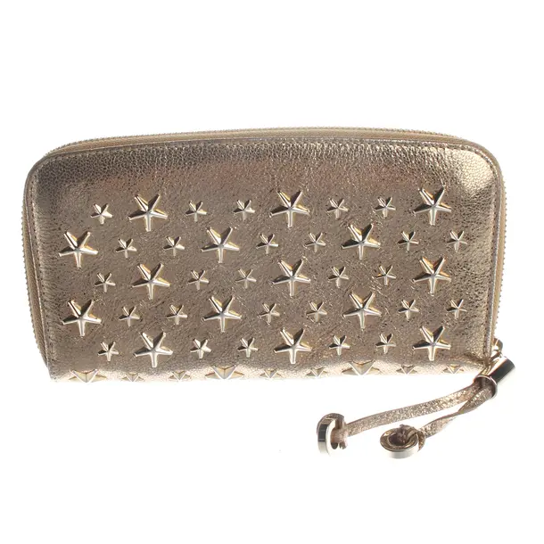 Geldbörse, in Gold, Leder, Jimmy Choo