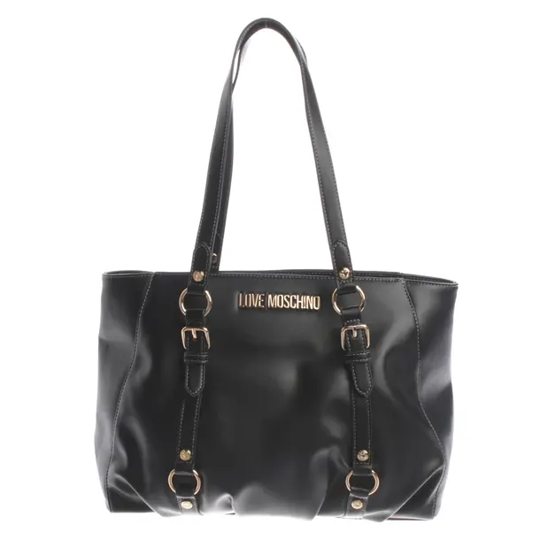 Schultertasche, in Schwarz, Leder, Love Moschino