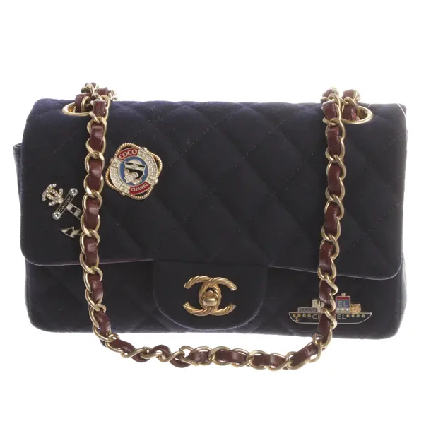 Shoulder Bag, in Navy, Cotton, Chanel