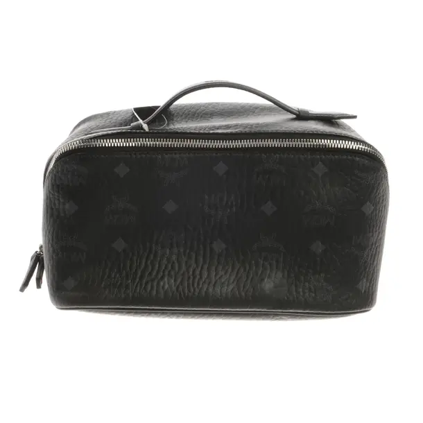 Kosmetiktasche, in Dunkelgrau, Leder, MCM