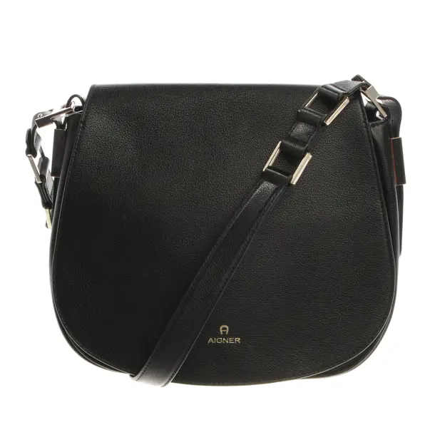Shoulder Bag, in Black, Leather, Aigner