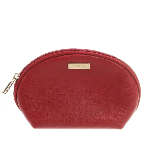 Cosmetic Bag, in Red, Leather, Furla
