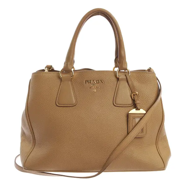 Handtasche, in Hellbraun, Leder, Prada