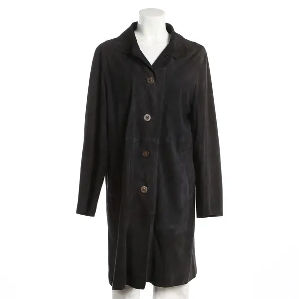 Leather Coat, in Navy, Leather, Iris von Arnim