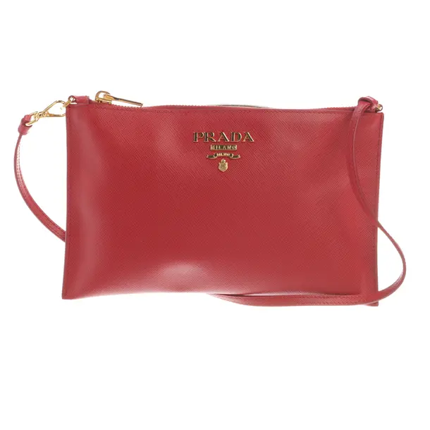 Schultertasche, in Rot, Leder, Prada