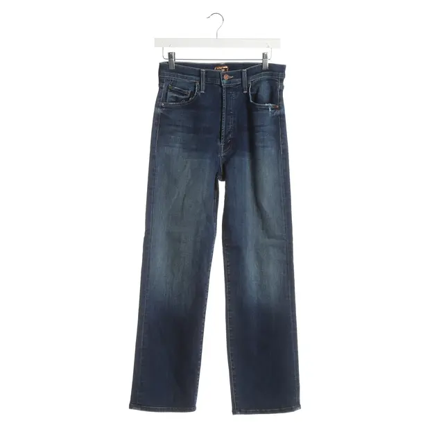 Straight Fit Jeans, in Navy, Cotton, Mother