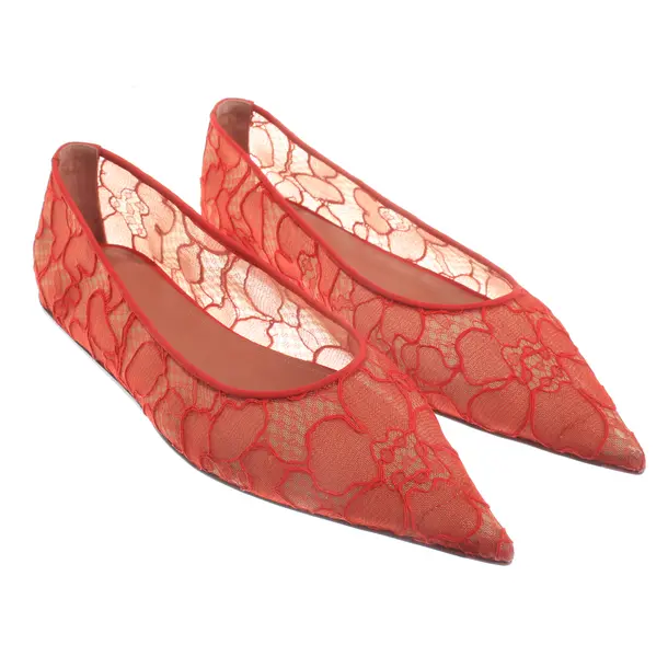 Ballerine, in Rosso chiaro, Amina Muaddi