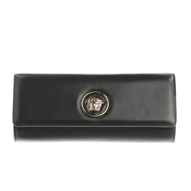 Clutch Bag, in Black, Leather, Versace