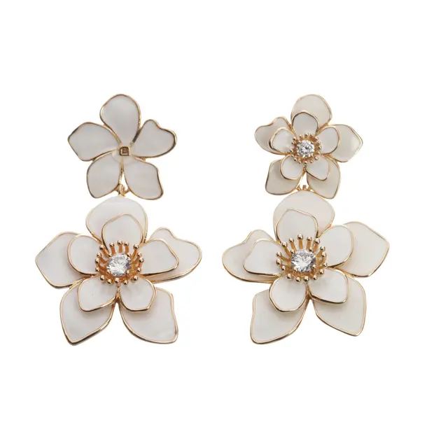 Earrings, in Beige, Metal (metallic, metallized), self-portrait