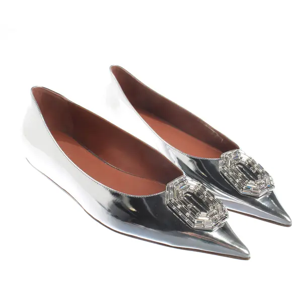 Ballerinas, in Silber, Amina Muaddi